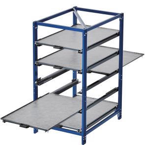 Compact pull-out rack 70 % two-way shelves for small parts